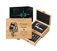 Maverton Accessori da vino La Dedica - Kit da Sommelier Personalizzato - Scatola in legno di bambù + 8 pezzi di Accessori Vino - regalo uomo - regalo di Natale - Le botti
