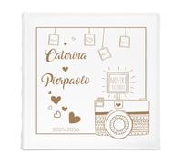 Maverton Album fotografico - incisione personalizzata - 50 fogli bianchi con tasche - album da 500 fotografie - pensiero per la coppia - per festa degli innamorati o anniversario - Macchina foto