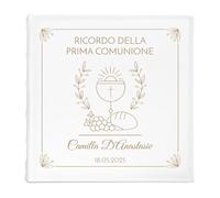 Maverton Album fotografico - incisione personalizzata - 50 fogli bianchi con tasche - album da 500 fotografie - pensiero per bimbo o bimba - per nascita battesimo o santa comunione - Calice