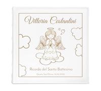 Maverton Album fotografico - incisione personalizzata - 50 fogli bianchi con tasche - album da 500 fotografie - pensiero per bimbo o bimba - per nascita battesimo o santa comunione - Nuvolette