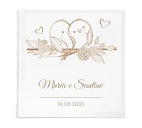 Maverton Album fotografico - incisione personalizzata - 50 fogli bianchi con tasche - album da 500 fotografie - pensiero per coppia - per anniversario di matrimonio e per le nozze - Uccellini