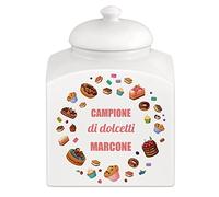 Maverton Barattolo in ceramica - stampa personalizzata - Contenitore per biscotti 3 L - organizer cucina ceramica - barattolo per merendine - pensiero originale per uomo - prelibatezze