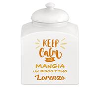 Maverton Barattolo in ceramica - stampa personalizzata - Contenitore per biscotti 3 L -organizer cucina ceramica - barattolo per merendine - pensiero originale per uomo - keep calm