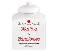 Maverton Barattolo per dolci in ceramica - stampa personalizzata - Barattolo per caramelle 3 L - protezione ermetica porta biscotti - pensiero per la coppia - lei e lui