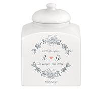 Maverton Barattolo per dolci in ceramica - stampa personalizzata - Barattolo per caramelle 3 L - protezione ermetica porta biscotti - pensiero per la coppia - orchidea