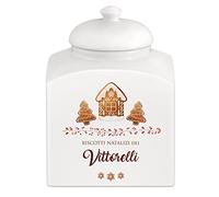 Maverton Barattolo per dolci in ceramica - stampa personalizzata - Barattolo per caramelle 3 L - protezione ermetica porta biscotti - pensiero per la coppia - natale in famiglia