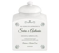 Maverton Barattolo per dolci in ceramica - stampa personalizzata - Barattolo per caramelle 3 L - protezione ermetica porta biscotti - pensiero per la coppia - le nozze