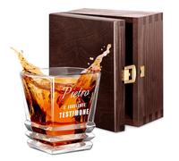 Maverton Bicchiere da whisky in vetro 280 ml - incisione personalizzata - bicchiere whisky - bicchiere di cristallo per uomo - per compleanno - per festa del papà - per Lui - Testimone