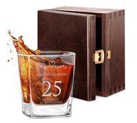 Maverton bicchiere da Whisky in vetro - incisione personalizzata - 250 ml - ideale per bourbon drink e per acqua - pensiero anniversario per coppia - bicchiere personalizzato - anni felici