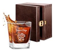 Maverton bicchiere da Whisky in vetro - incisione personalizzata - 250 ml - ideale per bourbon drink e per acqua - pensiero anniversario per coppia - bicchiere personalizzato - bimba e bimbo