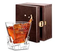 Maverton Bicchiere in vetro per whisky - ideale per alcolici e drink - 250 ml - unico per l’ uomo - ottimo per acqua - incisione personalizzata - pensiero speciale per Lui - ottima annata