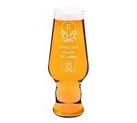 Maverton Bicchiere per la Birra - particolare - in vetro con personalizzazione - capienza 400 ml - H20 cm x Ø7,8 cm - Perfetto per ogni uomo amante della buona Birra - birra