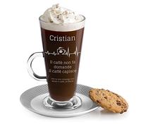 Maverton Bicchiere per latte macchiato - In vetro - Incisione personalizzata - 360 ml - Tazza per caffellatte - Cioccolata calda - Per compleanno - Per uomo - Per Lui - bontà