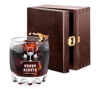 Maverton bicchiere per whiskey 310 ml - in vetro - perfetto per bourbon e drink - incisione personalizzata - idea compleanno o onomastico per uomo - bicchiere personalizzato - calice