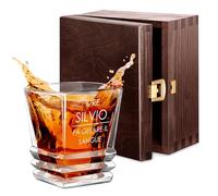 Maverton Bicchiere per whisky 280 ml - incisione personalizzata - bicchiere da whiskey in vetro - bicchiere di cristallo per compleanno - per festa del papà - per Uomo - Re