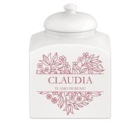 Maverton Biscottiera in ceramica - stampa personalizzata - barattolo da cucina 3 L - protezione ermetica del barattolo per dolci - pensiero speciale per la donna - floreale