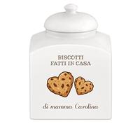 Maverton Biscottiera in ceramica - stampa personalizzata - barattolo da cucina 3 L - protezione ermetica del barattolo per dolci - pensiero speciale per la donna - due cuori