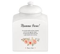 Maverton Biscottiera in ceramica - stampa personalizzata - barattolo da cucina 3 L - protezione ermetica del barattolo per dolci - pensiero speciale per la donna - rose cremose
