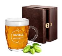 Maverton Boccale birra con incisione - bicchiere da birra personalizzato 500 ml con manico per uomo - calice birra - bicchieri personalizzati con nome - per compleanno - Mezzo cerchio