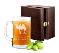 Maverton Boccale per la Birra in vetro con personalizzazione - capienza 500 ml idea regalo per il compleanno - H12 cm x Ø8,5 cm - Perfetto per ogni uomo amante della buona Birra - cammello