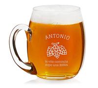 Maverton Boccale per la Birra personalizzato in vetro - H12cm x Ø8,5cm - capienza 500 ml - ottima idea regalo per il compleanno di ogni uomo amante della buona Birra - Birra
