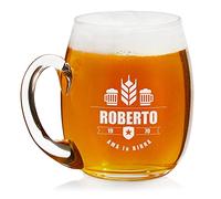 Maverton Boccale per la Birra personalizzato in vetro - H12cm x Ø8,5cm - capienza 500 ml - ottima idea regalo per il compleanno di ogni uomo amante della buona Birra - amore per la birra