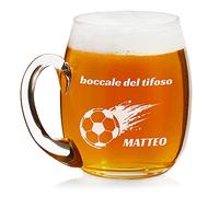 Maverton Boccale personalizzato per la Birra in vetro - capienza 500 ml - H12cm x Ø8,5cm - perfetta idea regalo per compleanno per uomo amante della Birra - tifoso