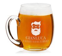 Maverton Boccale personalizzato per la Birra in vetro - capienza 500 ml - H12cm x Ø8,5cm - perfetta idea regalo per compleanno per uomo amante della Birra - felice