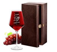 Maverton Calice da vino Avant-Garde - incisione personalizzata - 490 ml - in vetro - ideale per vino rosso e bianco - regalo di compleanno unico per la donna - donna del Caos