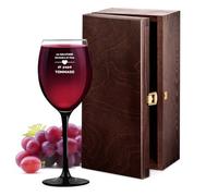 Maverton Calice da vino Onyx - 330 ml - in vetro - incisione personalizzata - ideale per vino rosso e bianco - pensiero perfetto per marito - regalo di compleanno unico per uomo - bicchiere di vino