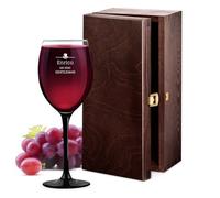 Maverton Calice da vino Onyx - 330 ml - in vetro - incisione personalizzata - ideale per vino rosso e bianco - pensiero perfetto per marito - regalo di compleanno unico per uomo - gentleman