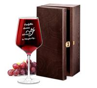 Maverton Calice da vino Rubino XL - incisione personalizzata - 530 ml - in vetro - ideale per il vino rosso e bianco - regalo di compleanno per la donna - donna del caos