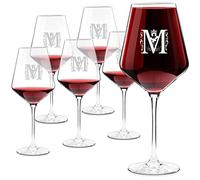Maverton Calici da vino Avant-Garde - incisione personalizzata - 490 ml - set da 6 pezzi in vetro - ideale per vino rosso e bianco - regalo di compleanno unico per l’ uomo - la Maiuscola