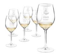 Maverton Calici da vino - incisione personalizzata - 350 ml - set 6 pezzi in vetro - per vino rosso e bianco - idea regalo per Natale e Capodanno - per famiglia e amici - Natale magico