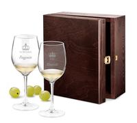 Maverton Calici da vino - incisione personalizzata - 350 ml - set da 2 pezzi in vetro - ideale per il vino rosso e bianco - idea regalo di anniversario unico - per la coppia - ioREGINA tuRE