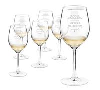 Maverton Calici da vino - incisione personalizzata - 350 ml - set da 6 pezzi in vetro - ideale per vino rosso e bianco - regalo di compleanno o matrimonio unico - per la donna - Art Decò