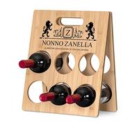 Maverton Cantinetta da vino - Spazio per 6 bottiglie - Con stampa personalizzata - In legno di bambù - Mensola portabottiglie per vino - Per uomo - Per compleanno - leoni