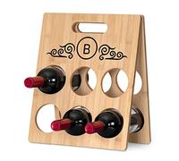 Maverton Cantinetta da vino - Spazio per 6 bottiglie - Con stampa personalizzata - In legno di bambù - Mensola portabottiglie per vino - Per uomo - Per compleanno - monogramma
