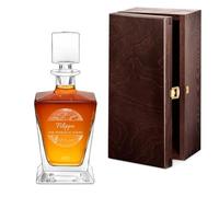 Maverton caraffa per whisky con incisione 800 ml - Decanter per whisky in vetro - Incisione personalizzata - Bottiglia per il whisky in cristallo per uomo per compleanno - Il mondo