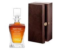 Maverton caraffa per whisky con incisione 800 ml - Decanter per whisky in vetro - Incisione personalizzata - Bottiglia per il whisky in cristallo per uomo per compleanno - Campione