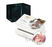 Maverton Carillon portagioielli con cassetto - Foto e stampa personalizzata - Jewelkeeper portagioie musicale con ballerina - Per nascita Battesimo Comunione o compleanno bambina - Ali