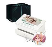 Maverton Carillon portagioielli con cassetto - Foto e stampa personalizzata - Jewelkeeper portagioie musicale con ballerina - Per nascita Battesimo Comunione o compleanno bambina - Felice