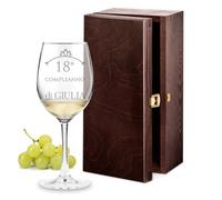 Maverton classico Calice da vino - incisione personalizzata - 350 ml in vetro - ideale per vino rosso e bianco - regalo di compleanno o matrimonio unico - per la donna - diciottesimo