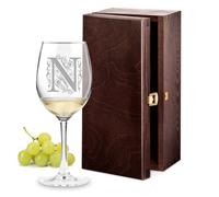 Maverton classico Calice da vino - incisione personalizzata - 350 ml in vetro - ideale per vino rosso e bianco - regalo di compleanno o matrimonio unico - per la donna - l Iniziale