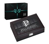Maverton Cofanetto Porta Orologi con 12 scomparti - Custodia orologi in similpelle nera effetto fibra di carbonio - Coperchio in vetro - incisione personalizzata - regalo uomo - Cognome