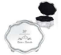 Maverton cofanetto portagioie ovale personalizzato - Scatola portagioielli color argento - Portagioie per bambina - Organizer accessori per Lei - Scatola personalizzata idea per donna - Anniversario