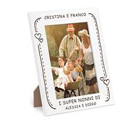 Maverton Cornice Foto - Bianca - in Legno - 20,2x27 cm - cornici A5-15x21 cm - da Personalizzare con Incisione - Porta Foto da Parete - Portafoto da Tavolo - per le Coppie - Cuori