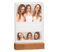 Maverton Cornice LED luminosa con supporto in legno - Quadro in vetro acrilico personalizzato con collage di foto - Lampada con foto per uomo per il compleanno - 15x24x4,5cm - Amicizia