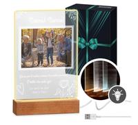 Maverton Cornice LED luminosa con supporto in legno - Quadro in vetro acrilico personalizzato con collage di foto - Per coppia per anniversario o casa nuova - Nonni - L - 15x24x4,5cm