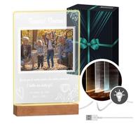 Maverton Cornice LED luminosa con supporto in legno - Quadro in vetro acrilico personalizzato con collage di foto - Per coppia per anniversario o casa nuova - Nonni - XL - 21x32x4,5cm